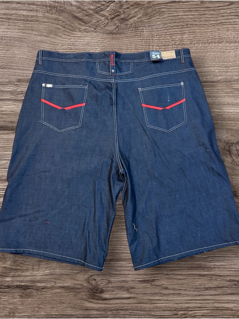 Akademiks Navy Denim Shorts with Red Pocket Trim